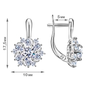 Серьги из серебра с фианитами