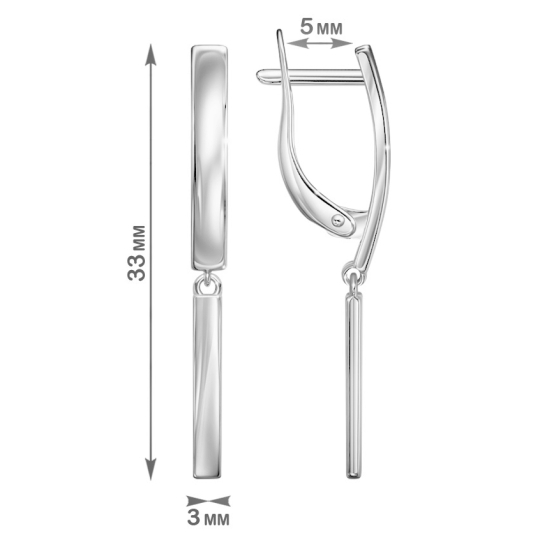 Серьги из серебра с фианитами