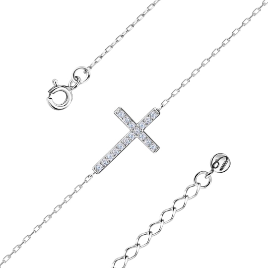 Подвеска-крест из серебра с фианитами