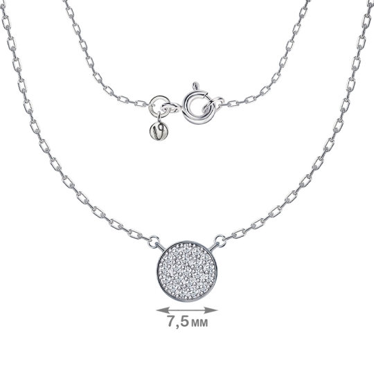 Колье-леска со вставка из серебра и фианитами