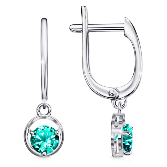 Серьги из серебра с ювелирными кристаллами и фианитами