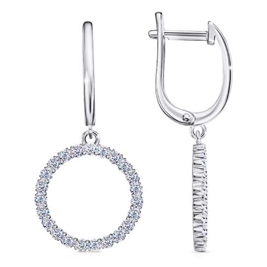 Серьги из серебра с позолотой и фианитами