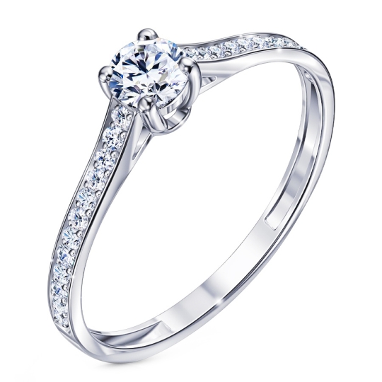 Кольцо из серебра с эмалью и фианитом