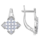 Серьги из серебра с фианитами