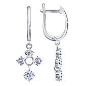 Серьги из серебра с фианитами