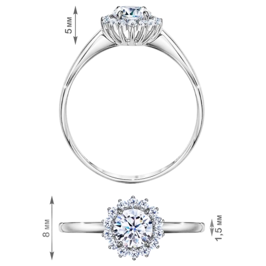 Кольцо из серебра с фианитами