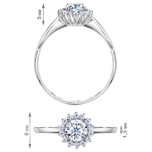 Кольцо из серебра с фианитами