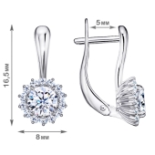 Серьги из серебра с фианитами