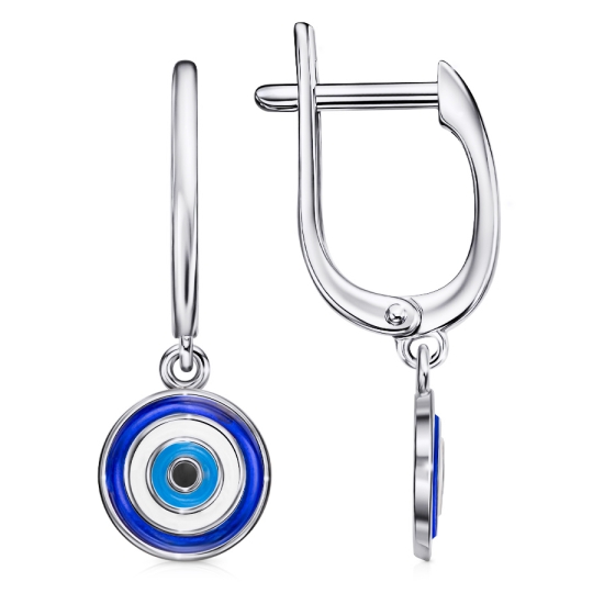 Серьги из серебра с топазами и фианитами