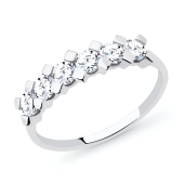 Кольцо из белого золота с фианитами