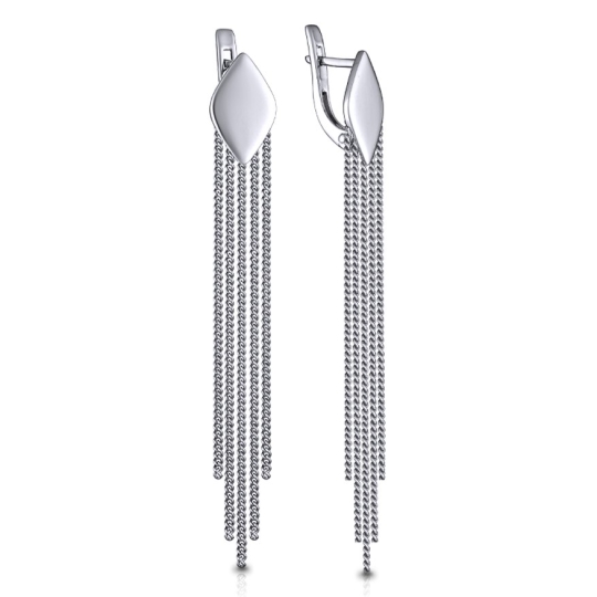 Серьги-конго из родолита с серебряным замком