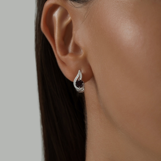 Серьги из серебра с фианитами