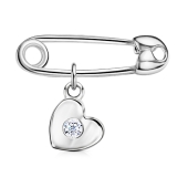 Брошь-булавка из серебра с фианитом