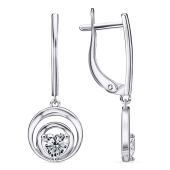 Серьги из серебра с фианитами