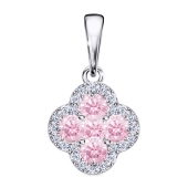 Подвеска из серебра с ювелирынми кристаллами и фианитами