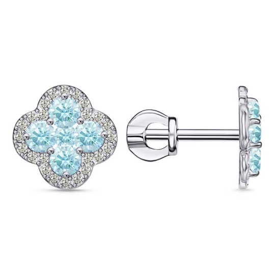 Серьги из серебра с ювелирным кристаллом