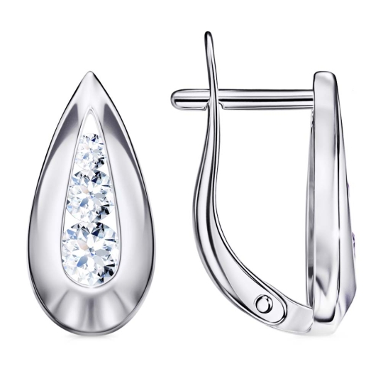 Серьги из серебра с фианитами