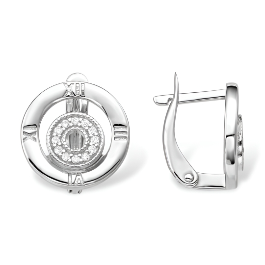 Серьги из серебра с ювелирными кристаллами и фианитами