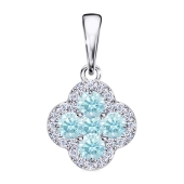 Подвеска из серебра с ювелирными кристаллами фианитами