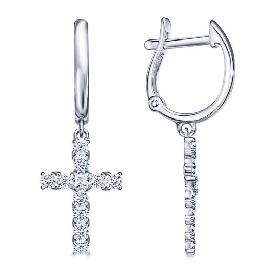 Серьги из серебра с ювелирными кристаллами