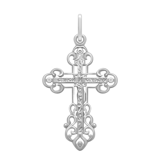 Подвеска-крест из серебра с чернением