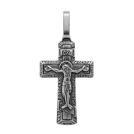 Подвеска-крест из серебра с чернением