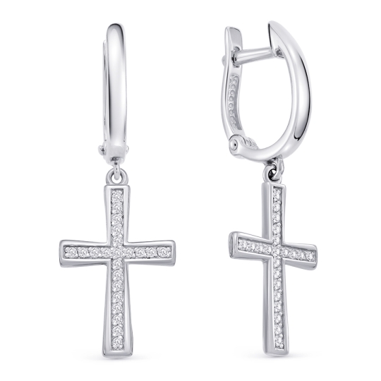 Серьги из серебра с фианитами 