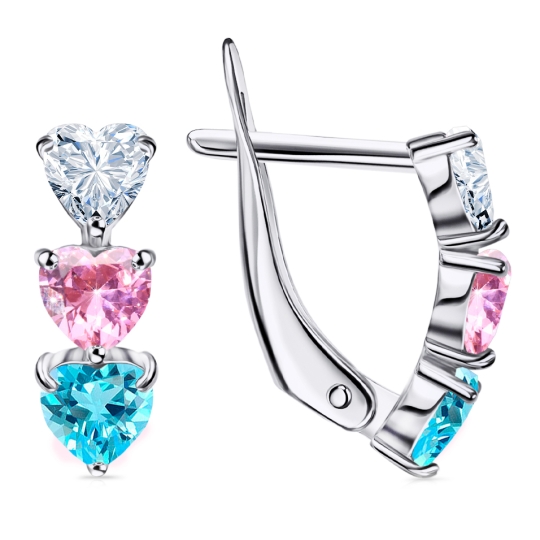 Серьги из серебра с фианитами