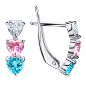Серьги из серебра с ювелирными кристаллами и фианитами