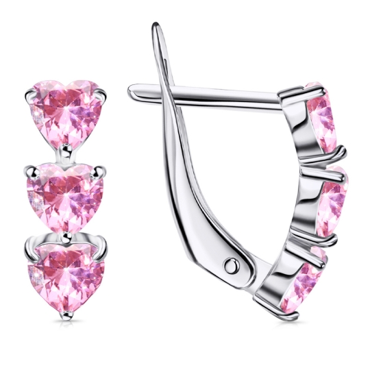 Серьги из серебра с ювелирными кристаллами и фианитами