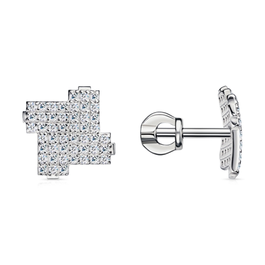 Серьги из серебра с фианитами