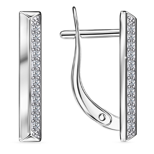 Серьги из серебра с фианитами и жемчугом