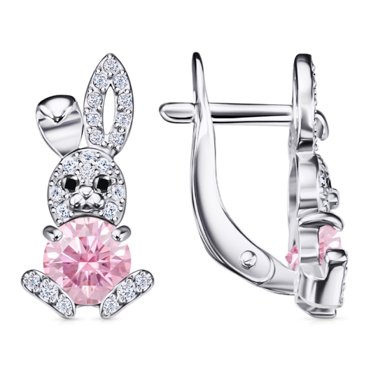 Серьги из серебра с фианитами