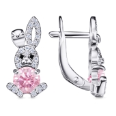 Серьги из серебра с ювелирными кристаллами и фианитами