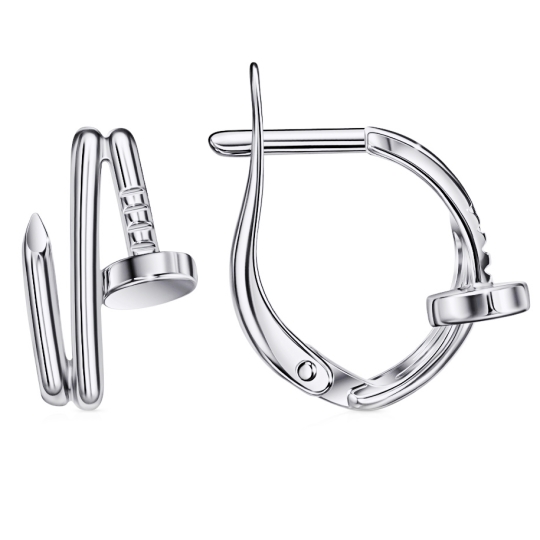 Серьги из серебра с фианитами и эмалью 