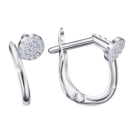 Серьги-пусеты из золочёного серебра с фианитами