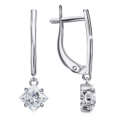 Серьги из серебра с фианитами