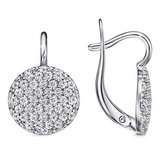 Серьги из серебра с эмалью и фианитами