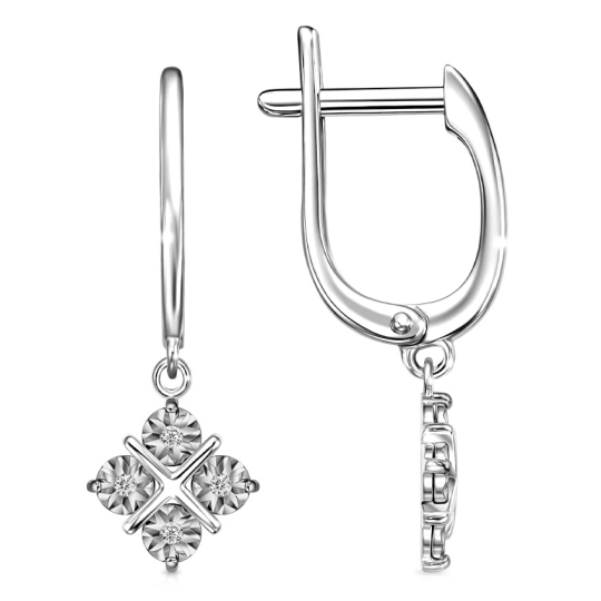 Серьги из серебра с эмалью и фианитами