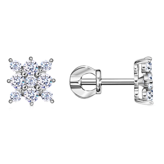 Серьги из серебра с ювелирным стеклом и фианитами 