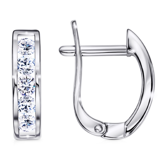 Серьги из серебра с фианитом