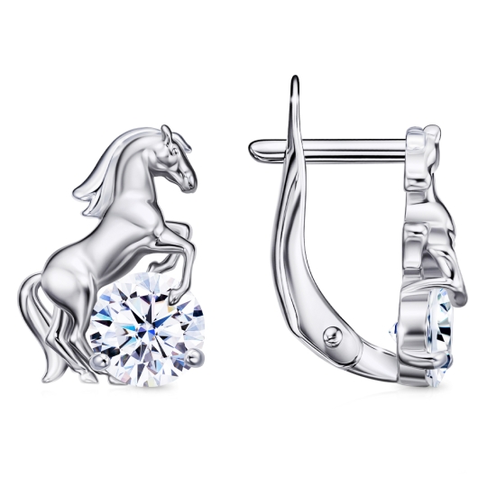 Серьги из серебра с гранатами и фианитами