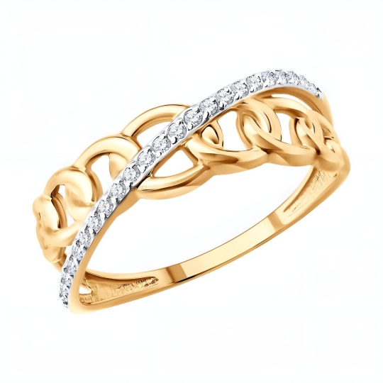 Кольцо из золота с бриллиантами и сапфиром