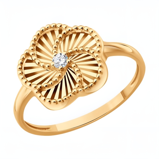 Кольцо из золота с топазом и фианитами