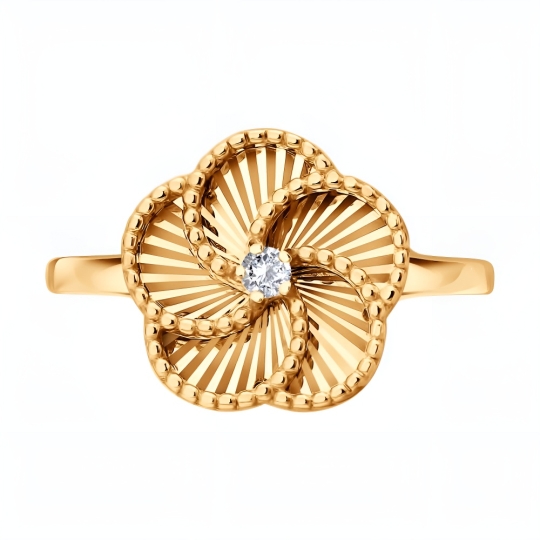 Кольцо из золота с топазом и фианитами