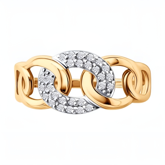 Кольцо из золота с бриллиантами и сапфиром