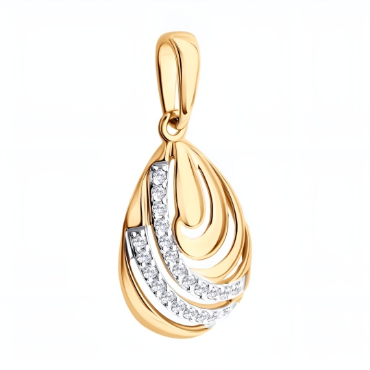 Подвеска из белого золота с фианитом