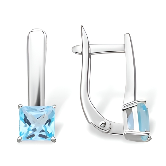 Серьги из серебра с фианитами