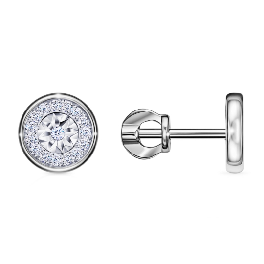 Серьги из серебра с эмалью и фианитами