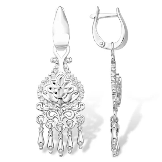 Серьги из серебра с фианитами